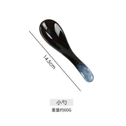A Japanese high-end light luxury Western food ceramic wing bowl plate spoon cup hotel restaurant table four-piece tableware set