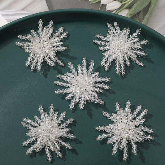 A ins the same transparent crystal bead flower iy hand-woven beaded headgear hole shoes flower material wholesale - Mixbatch