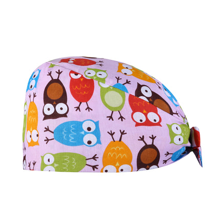 A Surgical cap Printed cap Pure cotton female nurse Baotou Fluffy cap Adjustable Baotou cap Female confinement