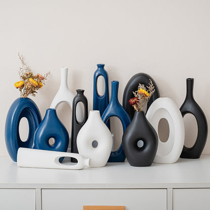 A Creative Nordic Art Ceramic Vase Ornament Living Room TV Cabinet Wine Cabinet Flower Arrangement Ornament Model Room Flower Ware
