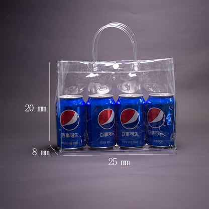 A Spot plastic pvc tote bag, transparent gift packaging bag, milk tea with hand gift, hi candy, portable pvc packaging bag