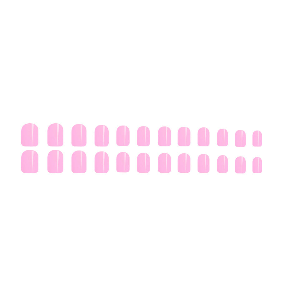 A short glossy square nail girl, light pink, fresh, fashionable and cute, solid color wearing nail art patch, foreign trade 24 pieces - Mixbatch