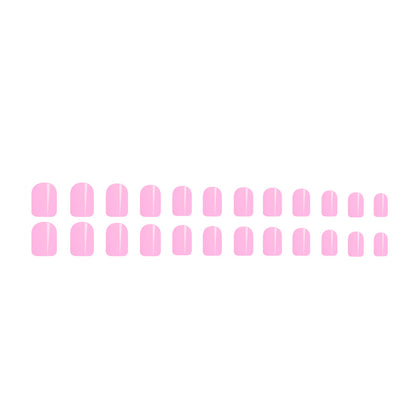 A short glossy square nail girl, light pink, fresh, fashionable and cute, solid color wearing nail art patch, foreign trade 24 pieces - Mixbatch