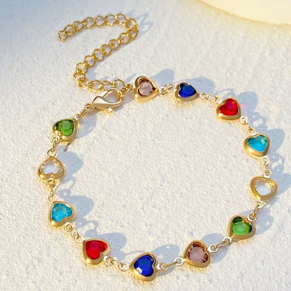 A European and American cross-border i color love zircon bracelet necklace personalized alloy heart dopamine bracelet Internet celebrity bracelet - Mixbatch