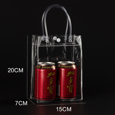 A Spot plastic pvc tote bag, transparent gift packaging bag, milk tea with hand gift, hi candy, portable pvc packaging bag