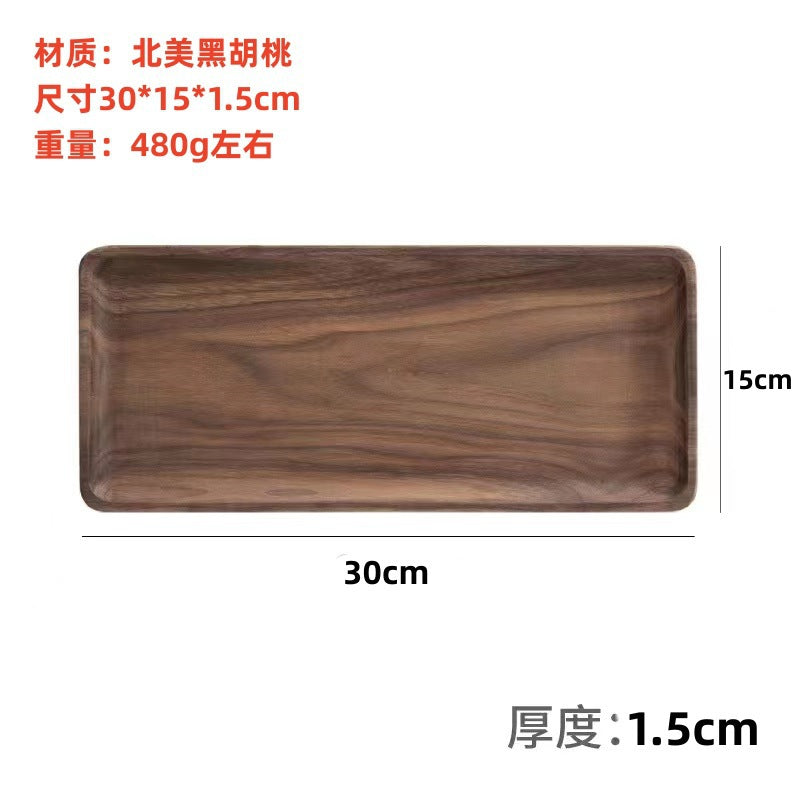 A Black walnut tray Rectangle Japanese-style household water cup Solid wood tray Original wooden tea tray Dining tray Wooden plate