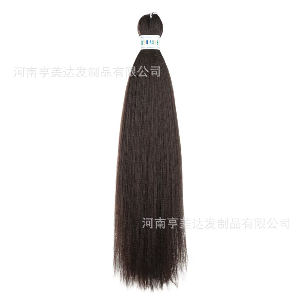 A EZ Color 26inch Women Chemical Fiber Long Straight Hair Large Easy Braided Hair Low Temperature Silk Long Straight Hair Wig - Mixbatch