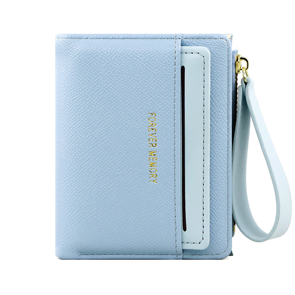 A new women's wallet short solid color card bag women's high-end cross-border zipper change bag source manufacturer