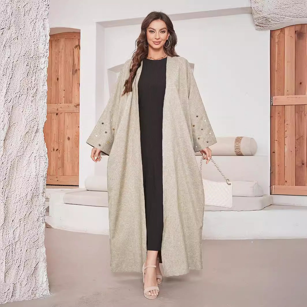 Embroidered Middle Eastern Muslim Cardigan Robe Embroidered Dress Women's Clothing - Mixbatch