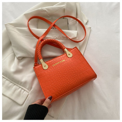 A Fashion Small Square Bag Women's Stone Pattern Woven Shoulder Crossbody Casual Women's Bag Approved - Mixbatch