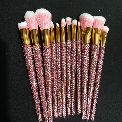 A 12 pcs full of diamond makeup brushes professional face and eye beauty kit, full of diamond Blingbling beauty - Mixbatch