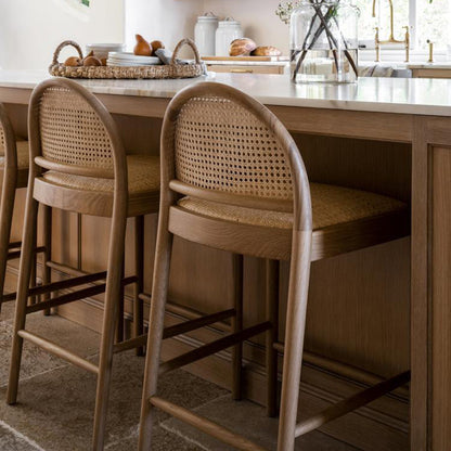 A solid wood rattan chair