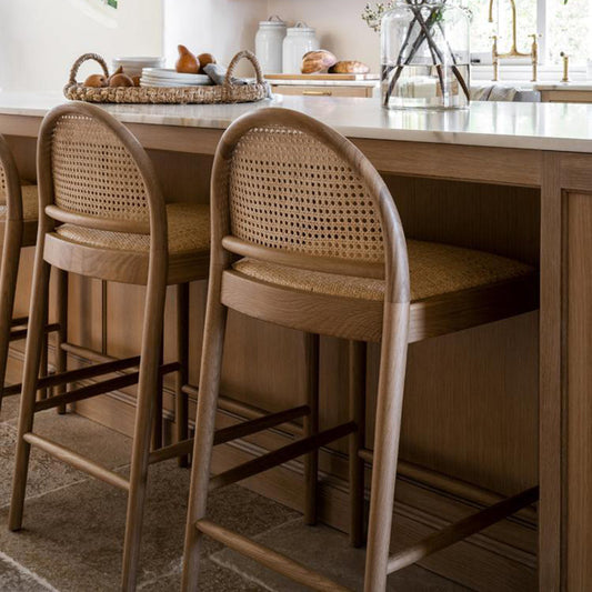 A solid wood rattan chair