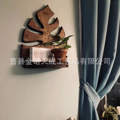 A new wooden creative wall hanging texture wooden indoor and outdoor potted plants wall hanging wall