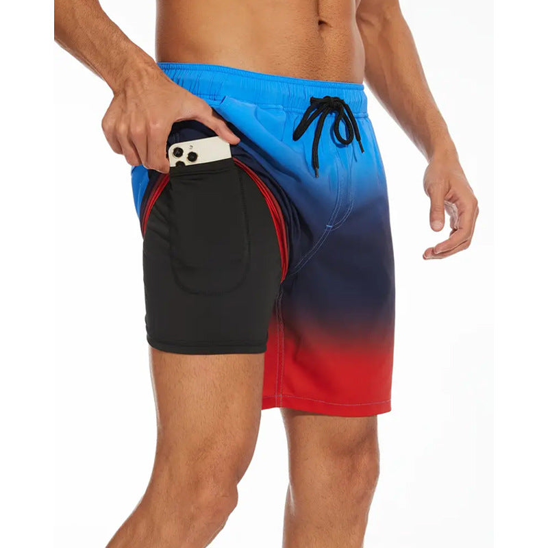 A Summer Men's Double Beach Pants Men's Casual Five-Point Shorts - Mixbatch