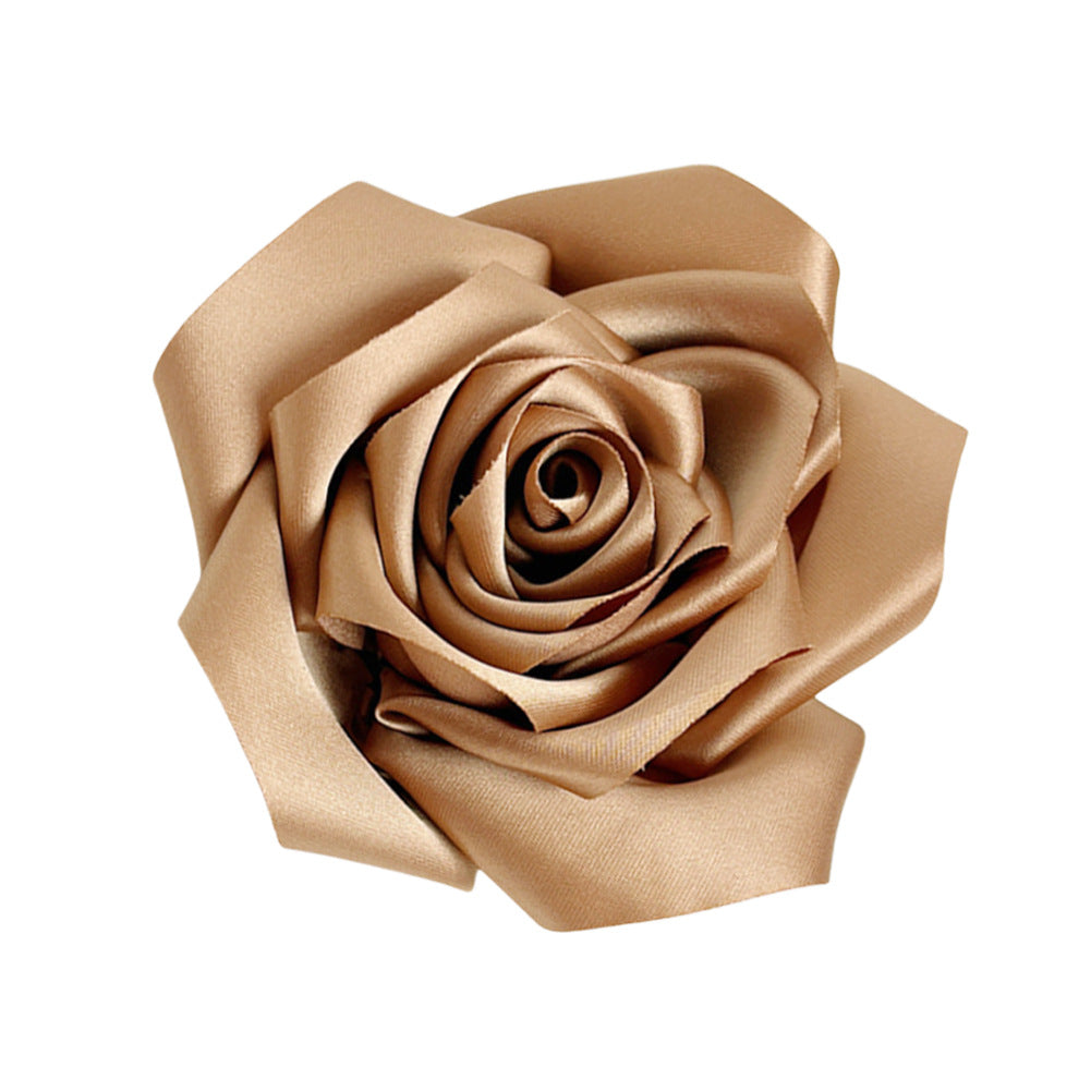 A retro rose bud high-grade satin three-dimensional silk cloth large flower DIY neck flower brooch clothing shoes and hats accessories - Mixbatch