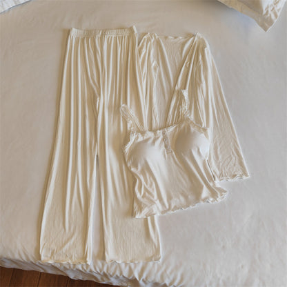 A Modal pajamas women's spring, autumn and winter sexy with chest pads, summer suspenders, trousers can be worn outside, simple loungewear cover - Mixbatch