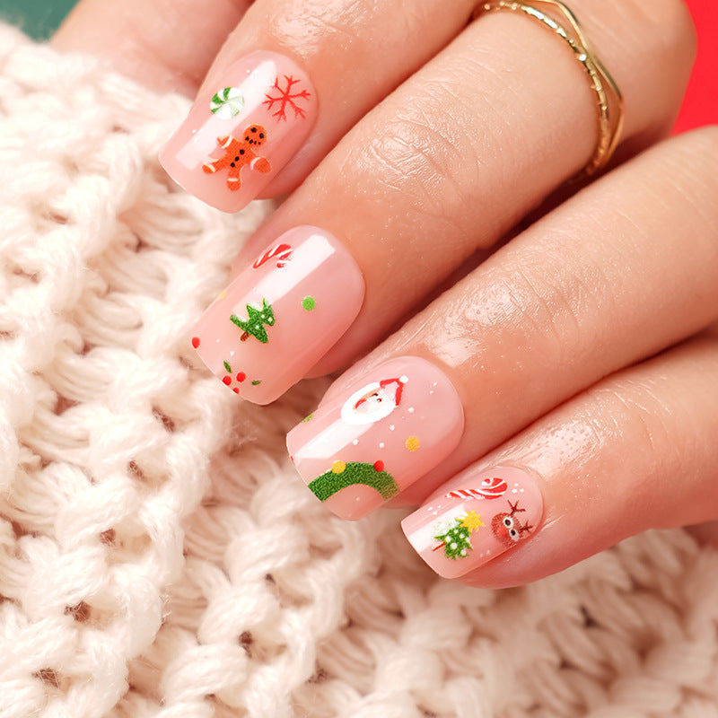 A cross-border explosion European and American style nail piece with diamond long square French manicure three-dimensional love broken diamond wearing nail wholesale - Mixbatch