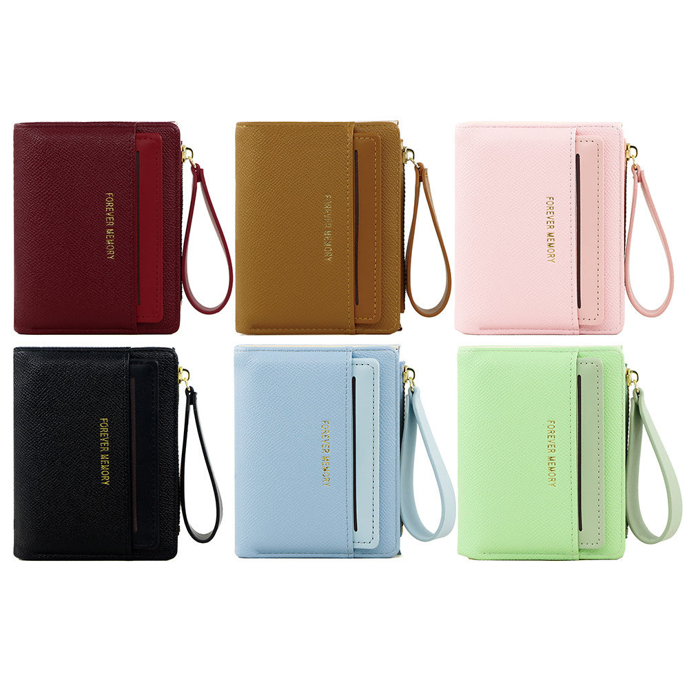 A new women's wallet short solid color card bag women's high-end cross-border zipper change bag source manufacturer