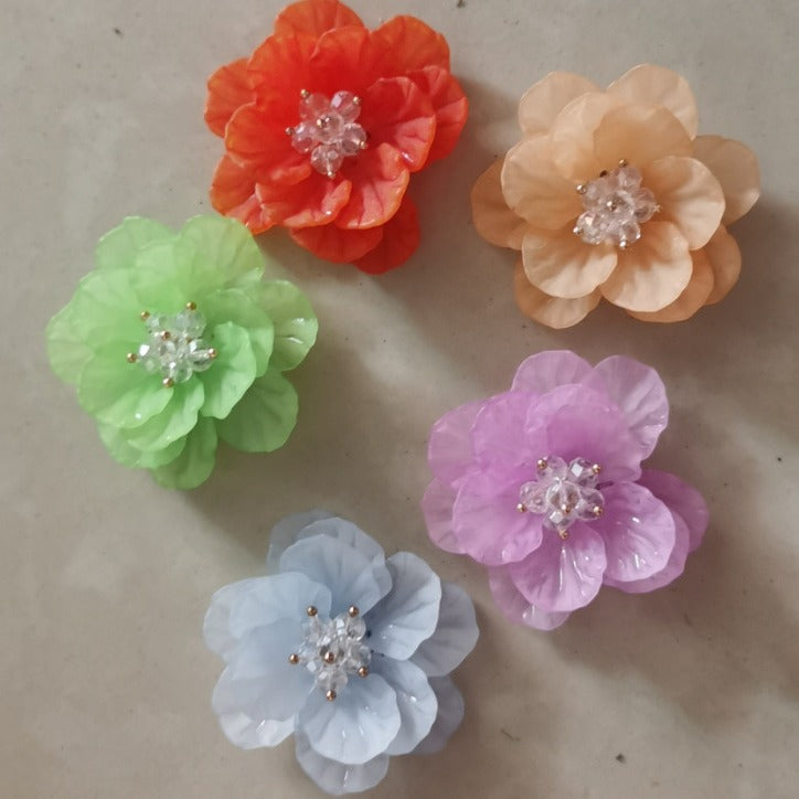 A Double flower, headgear, hairpin, acrylic dyed matte multi-petaled flower S066 hand-sewn flower, jewelry accessories - Mixbatch