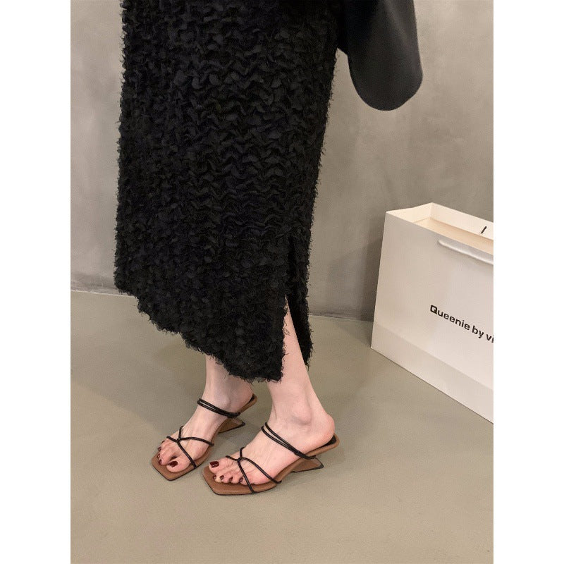 A Wedge Heel Strap Women Sandals Slippers