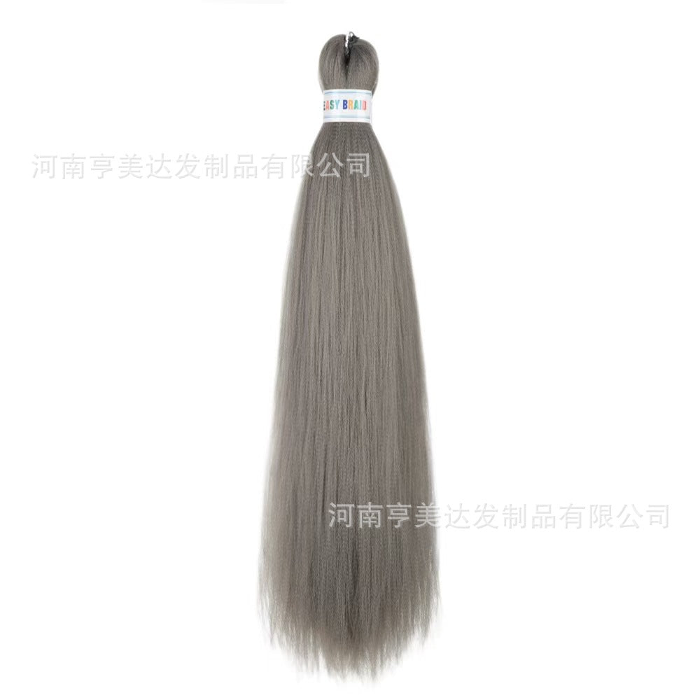 A EZ Color 26inch Women Chemical Fiber Long Straight Hair Large Easy Braided Hair Low Temperature Silk Long Straight Hair Wig - Mixbatch