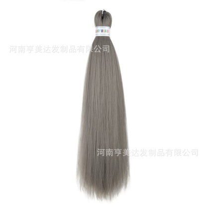 A EZ Color 26inch Women Chemical Fiber Long Straight Hair Large Easy Braided Hair Low Temperature Silk Long Straight Hair Wig - Mixbatch