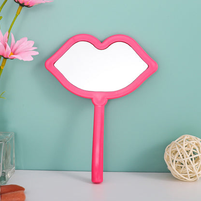 A new lip handheld makeup mirror can be printed LOGO handle mirror high definition portable makeup mirror DIY mini mirror - Mixbatch