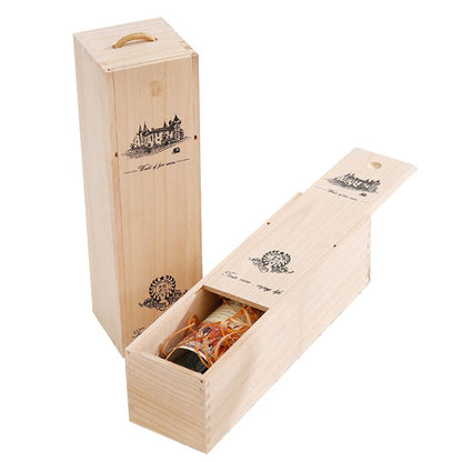 A red wine gift box single wooden box high-end solid wood packaging box wine box paulownia pine