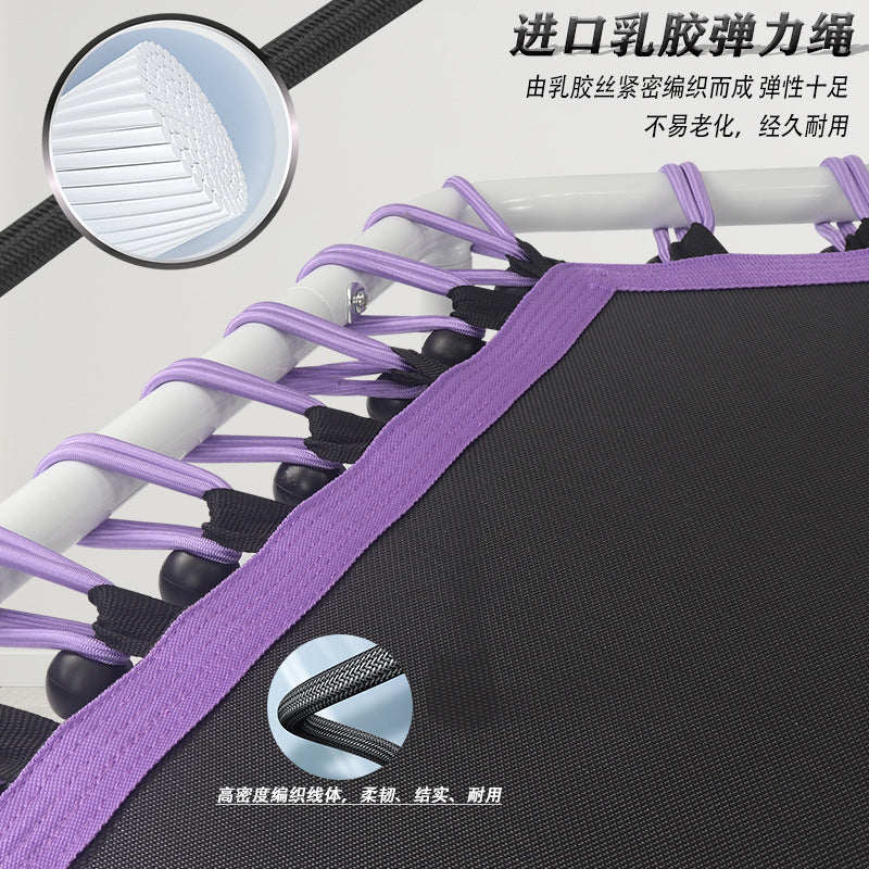 A 48 inch hexagonal trampoline indoor kids jumping trampoline with armrests commercial small fitness trampoline body bounce