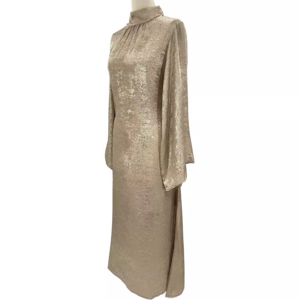 Muslim Women's Dress Dubai Morocco Middle Eastern Dress Flash Bronzing Dress Robe - Mixbatch