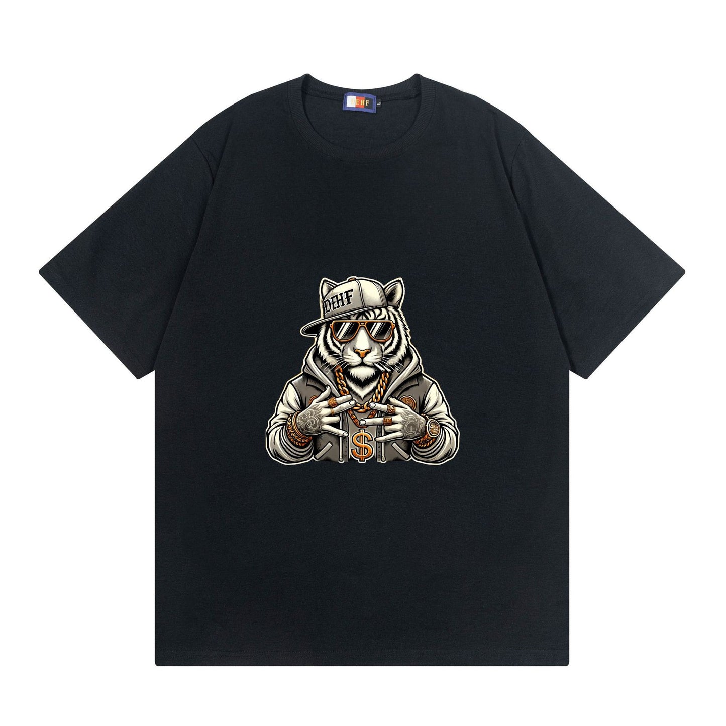 A T-shirt imitation cotton comfortable European size globally available black hip-hop design - Mixbatch