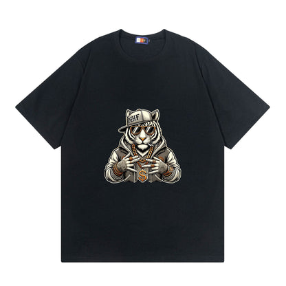 A T-shirt imitation cotton comfortable European size globally available black hip-hop design - Mixbatch