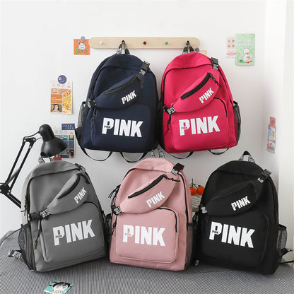 A pink backpack cross-border foreign trade women's bag backpack sequined laser student bag logo