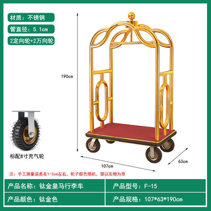 A Titanium hotel lobby luggage cart