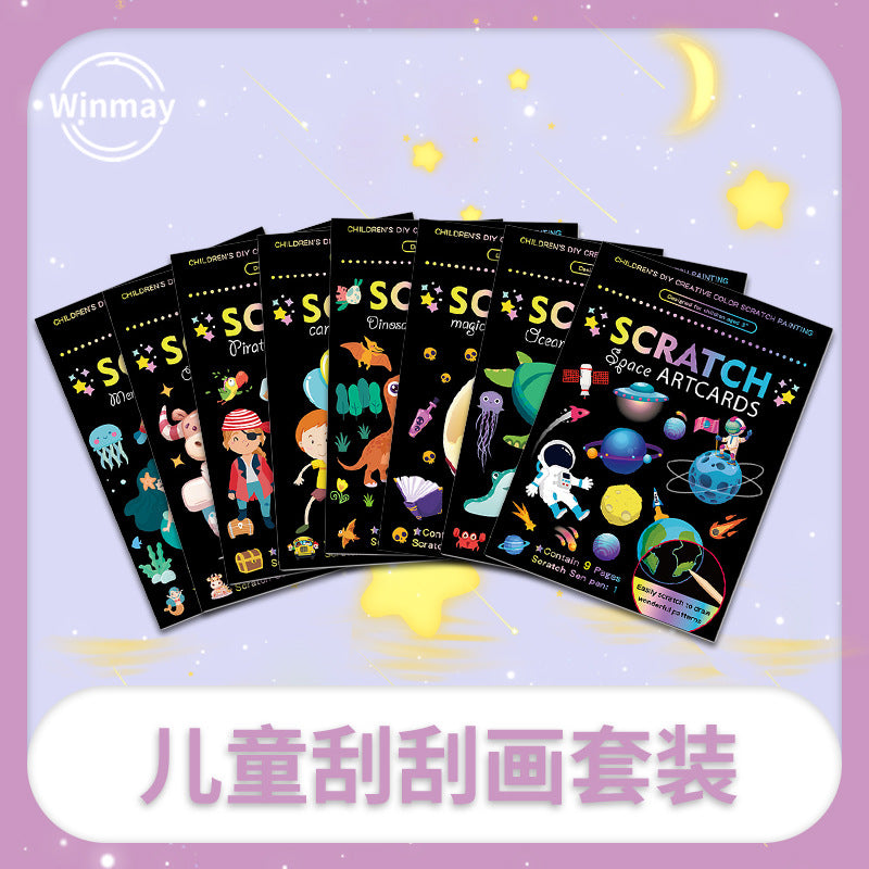 A spot wholesale children's colorful DIY scratch, creative graffiti scratch book kindergarten art fun scratch paper - Mixbatch