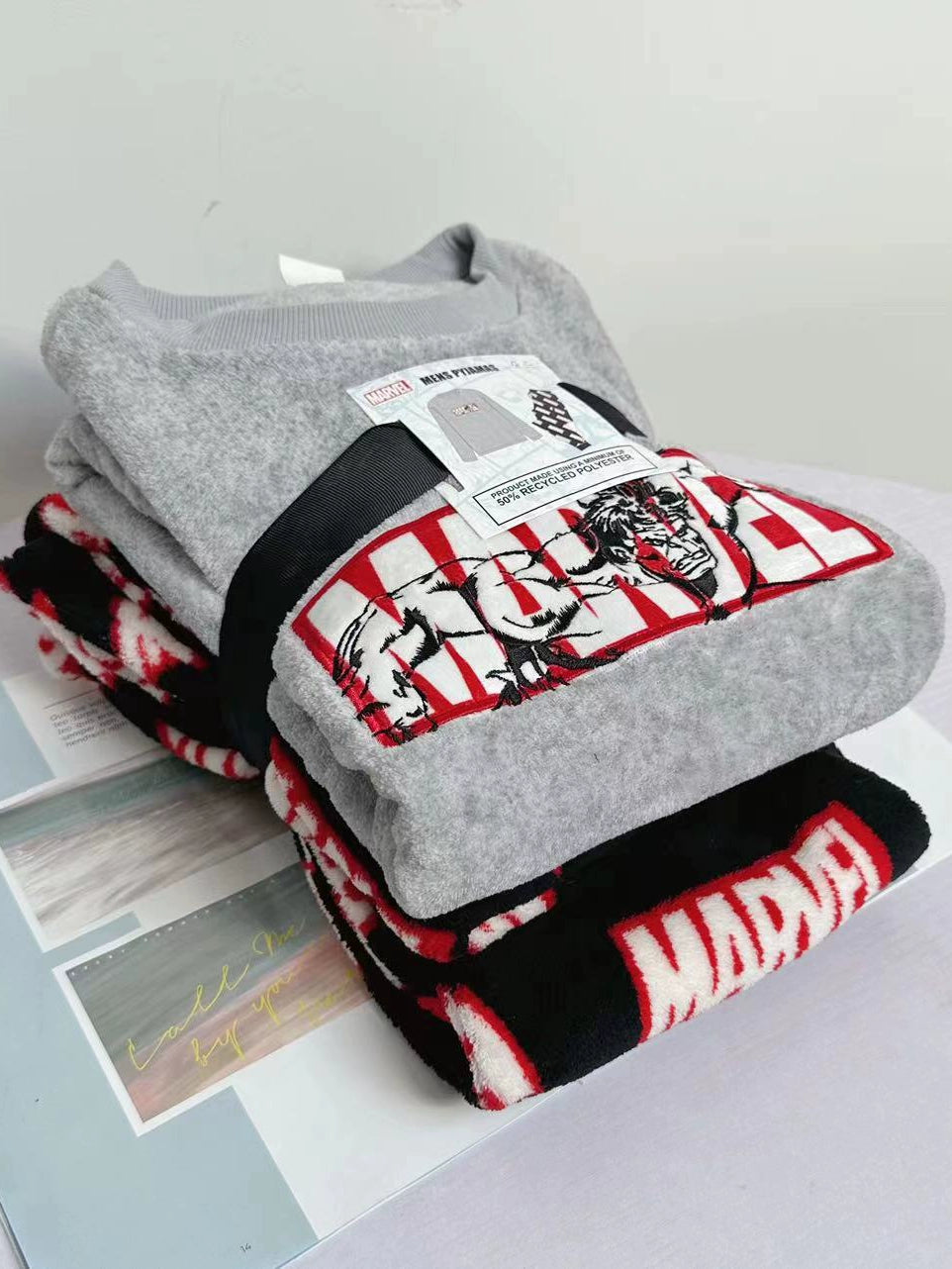 T European and American Christmas series autumn and winter coral fleece couple loungewear pajamas set