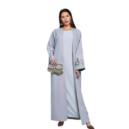Middle Eastern Muslim Clothing Robe Embroidered Cardigan Dress Long Dress Bat Sleeve - Mixbatch