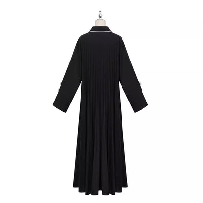 Middle Eastern Muslim Clothing Long Dress Fashion Elegant Cardigan Contrast Color Dress Robe - Mixbatch