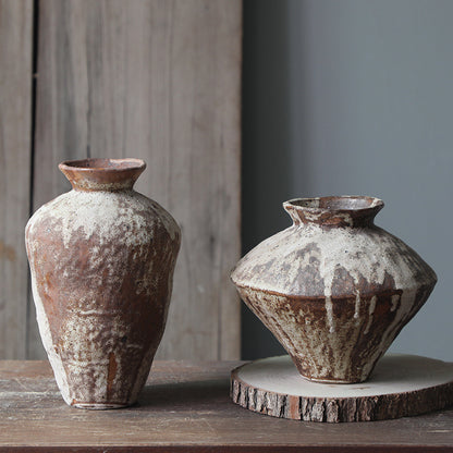 A wabi-sabi wind ceramic vase coarse pottery vase flower arrangement retro nostalgic handmade B & B hotel zen ornament new Chinese style