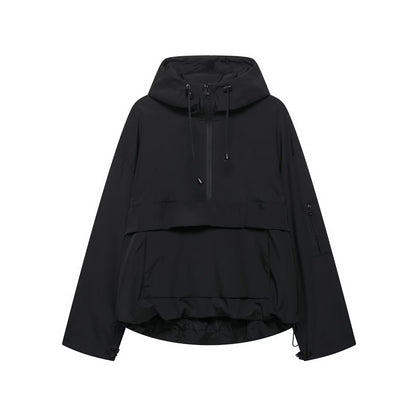 A hooded jacke