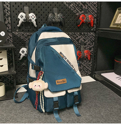 A Korean version ins new high-value trendy and cool contrasting backpack, couple light travel travel large-capacity backpack