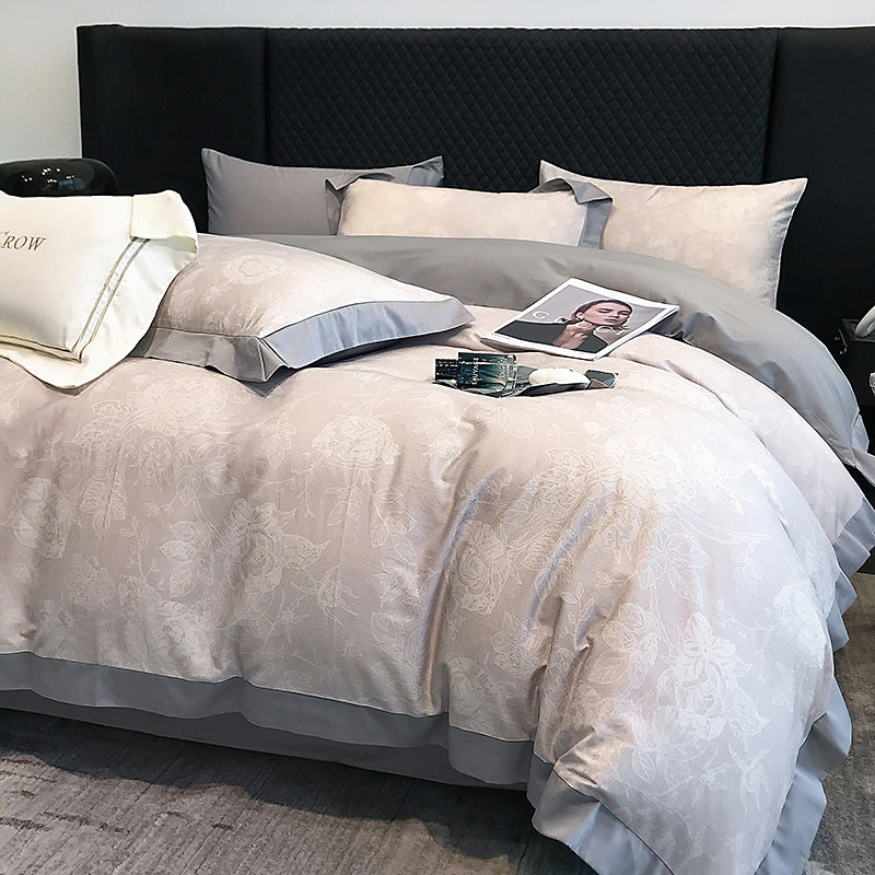 American luxury 200-piece long-staple cotton four-piece high-quality cotton cotton sheets quilt cover master bedroom 4 bedding 3.0kg - Mixbatch