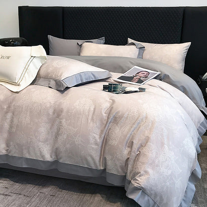 American luxury 200-piece long-staple cotton four-piece high-quality cotton cotton sheets quilt cover master bedroom 4 bedding 3.0kg - Mixbatch