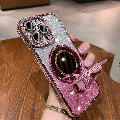 A Rhinestone mobile phone case magnetic suction bracket