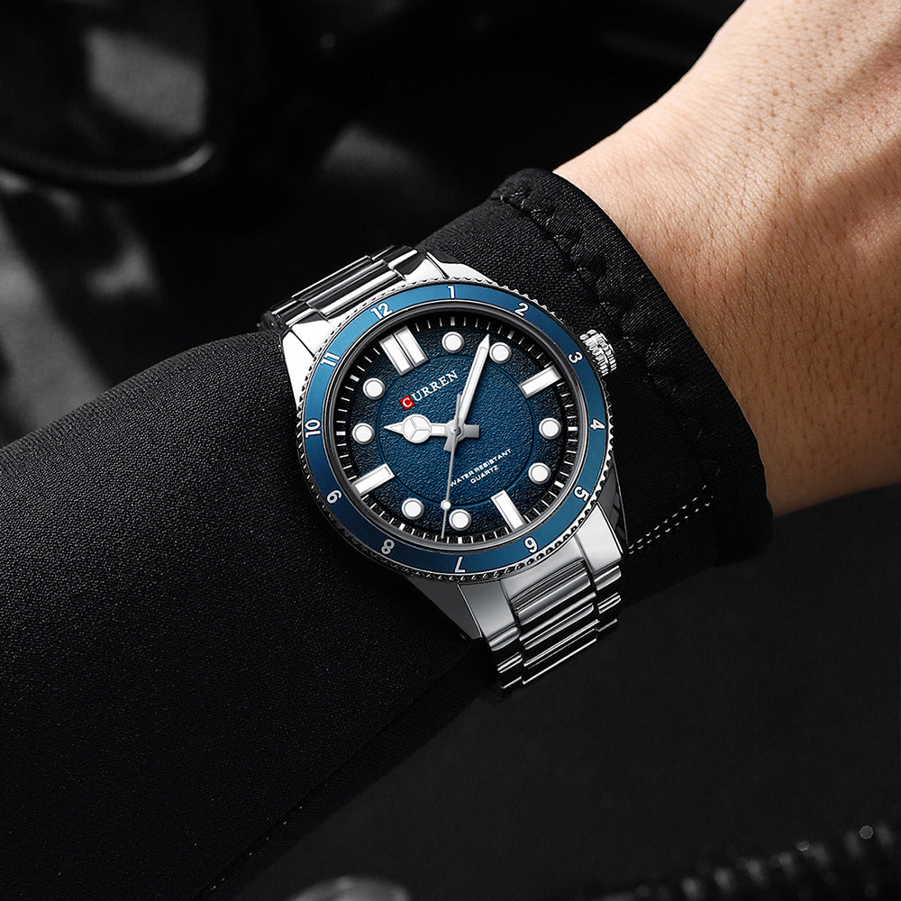 A 8450 Cross-border Simple Men's Watch Waterproof Steel Belt Men's Business Quartz Watch Men's Watch