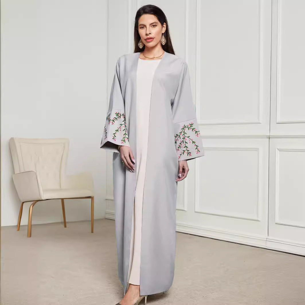 New Muslim Embroidered Middle Eastern Clothing Fashion Elegant Cardigan Embroidered Dress Robe Spot - Mixbatch