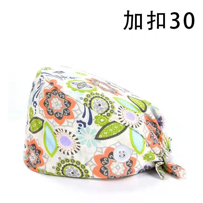 A Cross-border surgical cap Cotton solid color nurse operating room cap Sweat-absorbing and windproof confinement cap Dental dentist cap