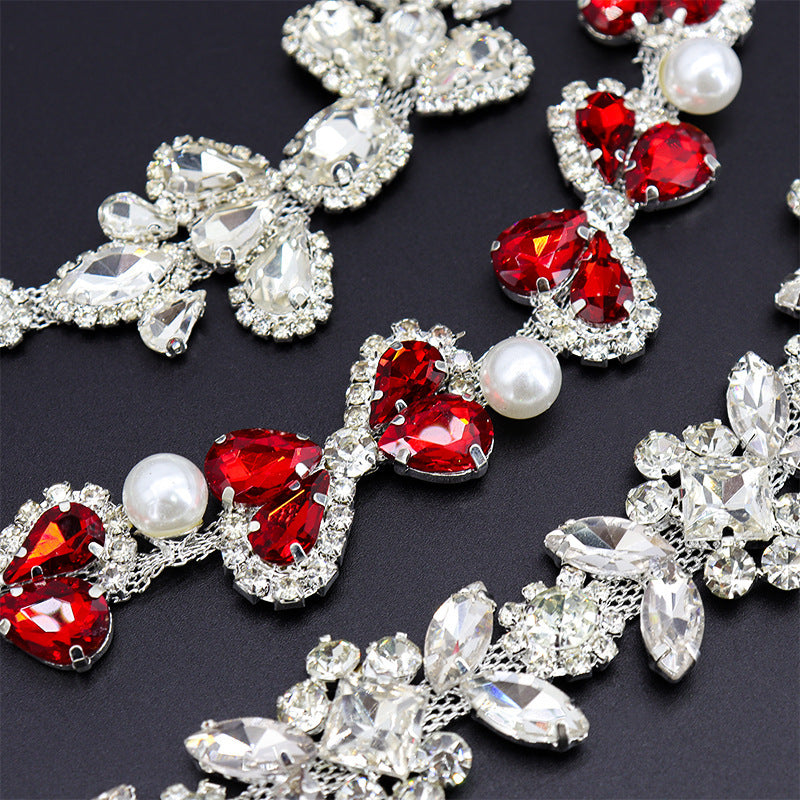 A rhinestone chain diamond jewelry fancy welding drill chain hand seam drill metal chain accessories horse eye drill claw chain DIY accessories - Mixbatch
