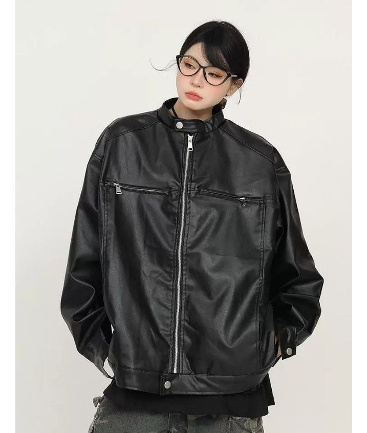 A PU leather jacket jacket